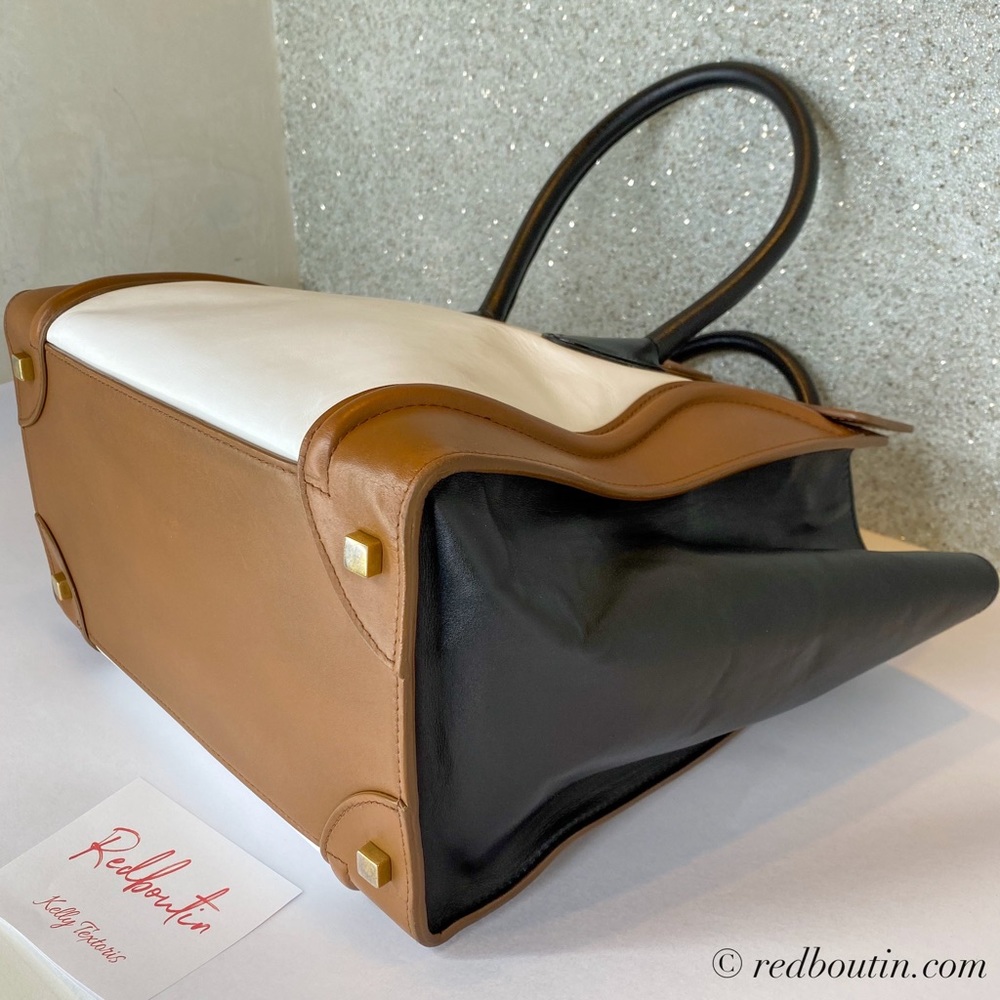 🎈SOLD Tricolor Mini Luggage Tote Brown Black - Picture 8 of 8
